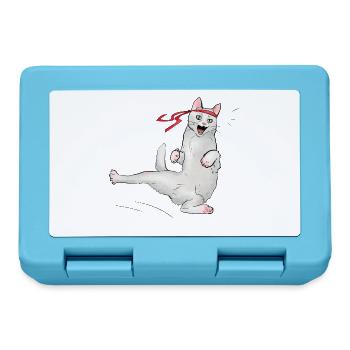 Katze beim Karate - Brotdose - Saphirblau - Vorne