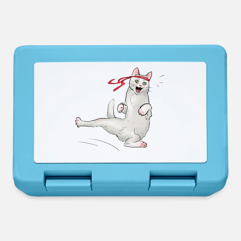 Katze beim Karate - Brotdose - Saphirblau