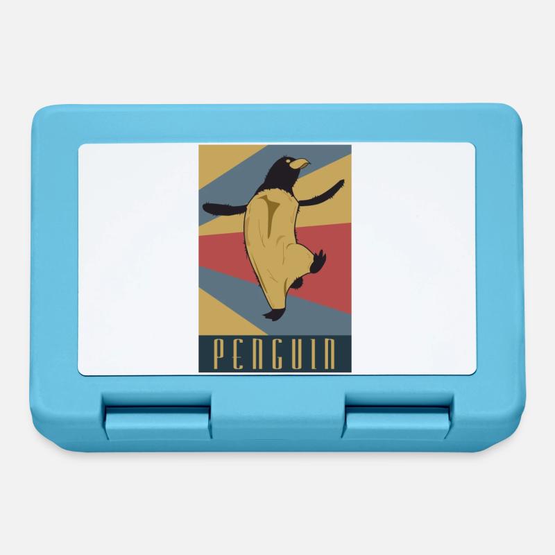 Pinguin Retro Geschenk Idee - Brotdose - Saphirblau