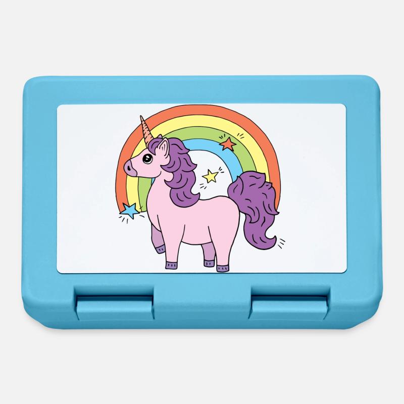 Einhorn Elsbeth vor einem Regenbogen - Brotdose - Saphirblau