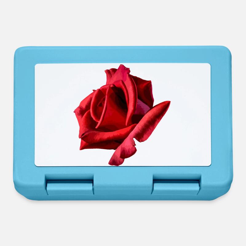 Rote Rose - Brotdose - Saphirblau