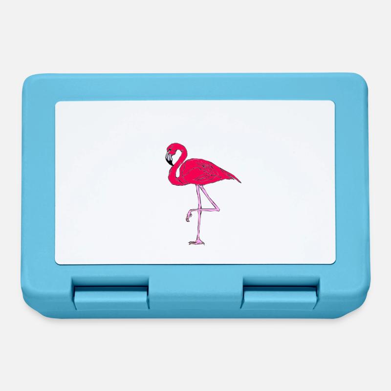 Flamant rose - Boîte à goûter - bleu saphir