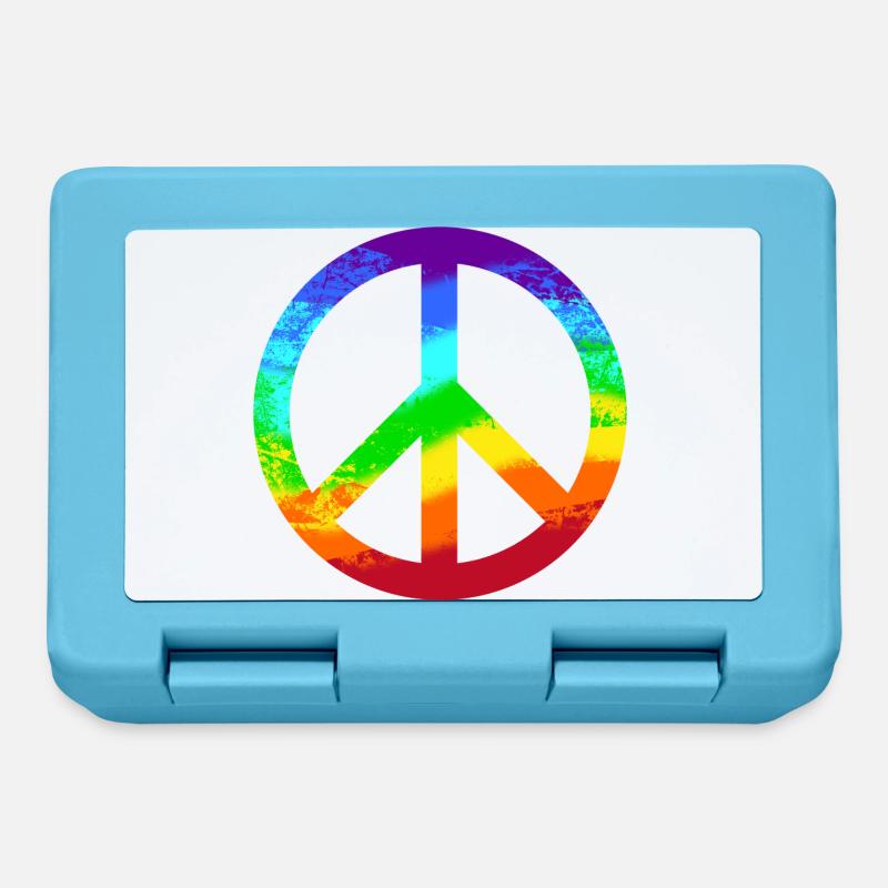 Peace-Zeichen Regenbogen Rainbow Frieden Graffiti - Brotdose - Saphirblau