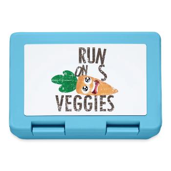 Runs on Veggies Vegetarier Geschenk Idee Vegan - Brotdose - Saphirblau - Vorne