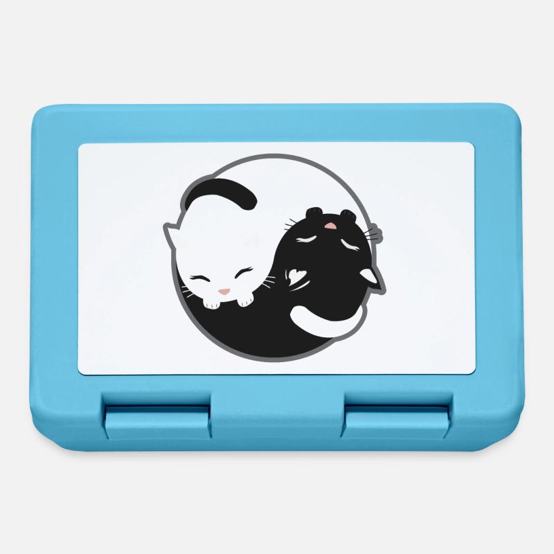 Chat - Yin Yang chats noir et blanc cadeau - Boîte à goûter - bleu saphir
