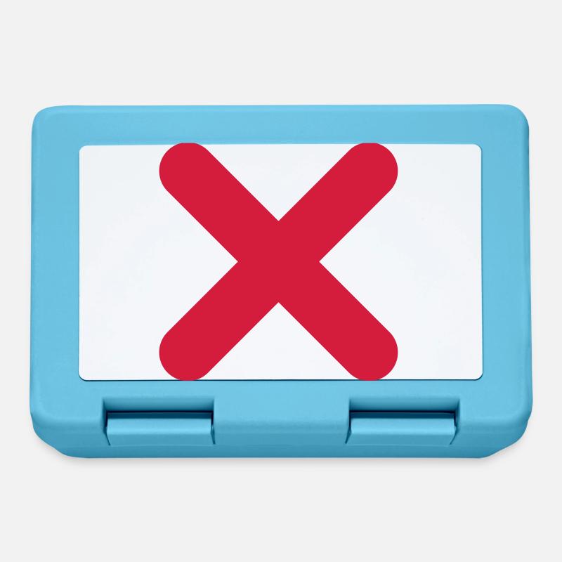 X Cross Crosses Tick Stop Caution Symbol Shape - Lunchbox - sapphire blue