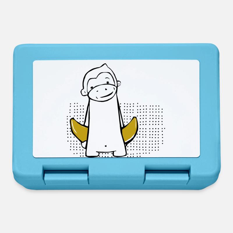 Monkey with banana - Lunchbox - sapphire blue