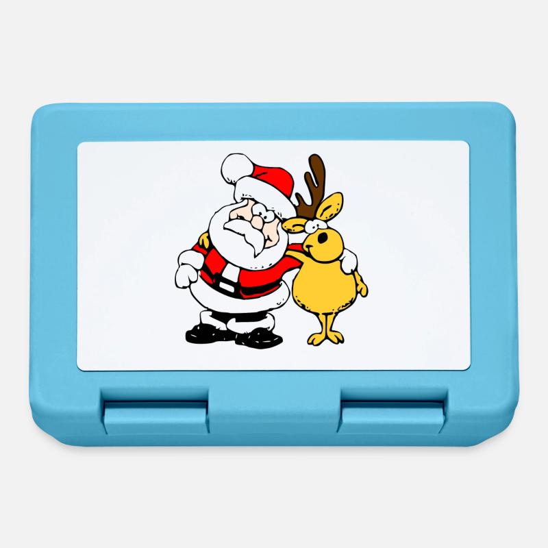 Santa and reindeer - Lunchbox - sapphire blue