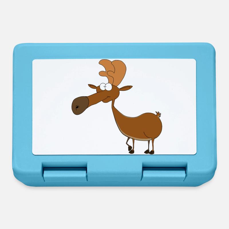 Funny Moose Comic in Color - Lunchbox - sapphire blue