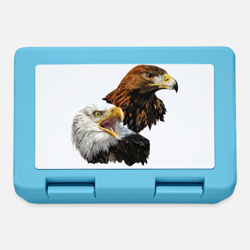 Bald Eagle and Golden Eagle - Lunchbox - sapphire blue