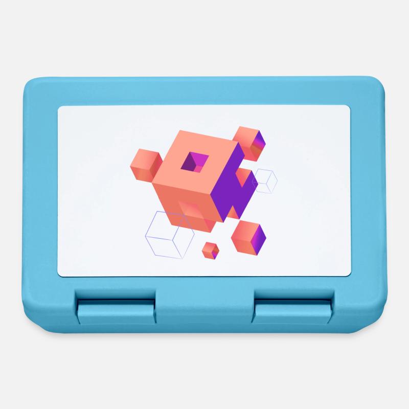 Cube Escher Space Nerd 3D AI Geek Cool PC Techie - Boîte à goûter - bleu saphir