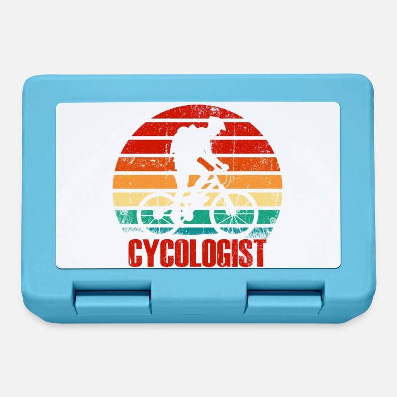 Retro Cyclist Sunset - Lunchbox - sapphire blue