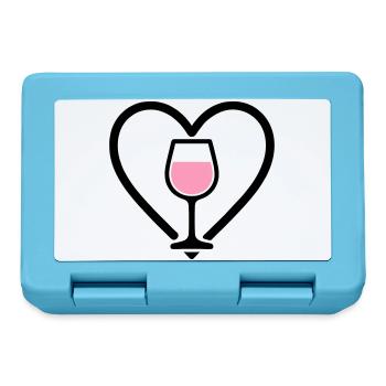 Herz + Roséwein – Rosé Lover - Brotdose - Saphirblau - Vorne