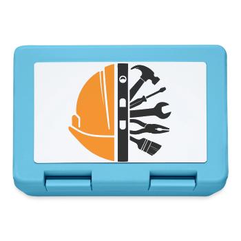 Bauhelm & Werkzeug – Handwerker Logo - Brotdose - Saphirblau - Vorne