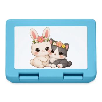 Rabbit with cat - Lunchbox - sapphire blue - Front