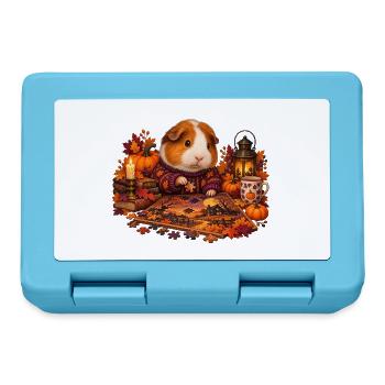 Meerschweinchen legt ein Herbstpuzzle - Brotdose - Saphirblau - Vorne
