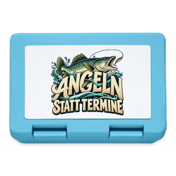 Angeln statt Termine Geschenkidee Vatertag - Brotdose - Saphirblau - Vorne