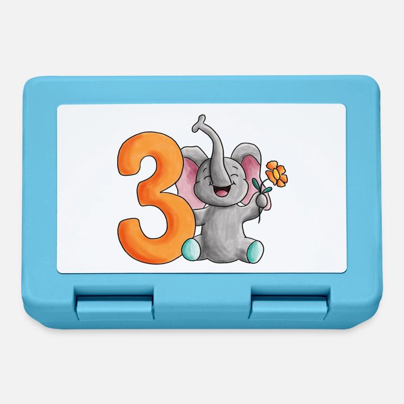 3e anniversaire éléphant - Boîte à goûter - bleu saphir