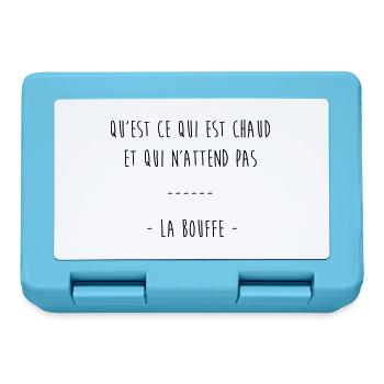 qu'est ce qui est chaud & qui n'attend pas la bouf - Boîte à goûter - bleu saphir - Devant
