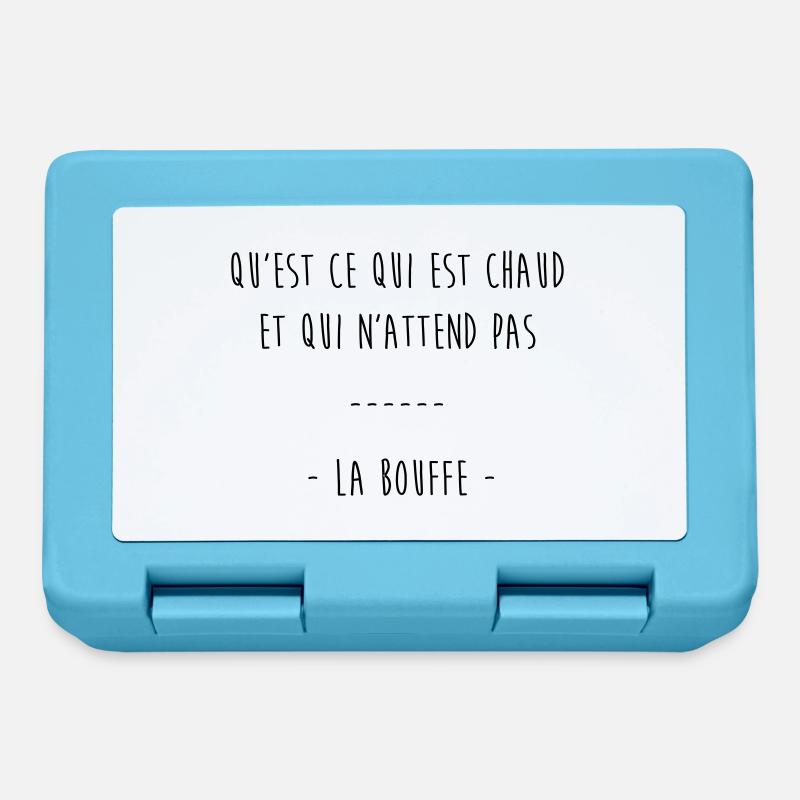 qu'est ce qui est chaud & qui n'attend pas la bouf - Boîte à goûter - bleu saphir