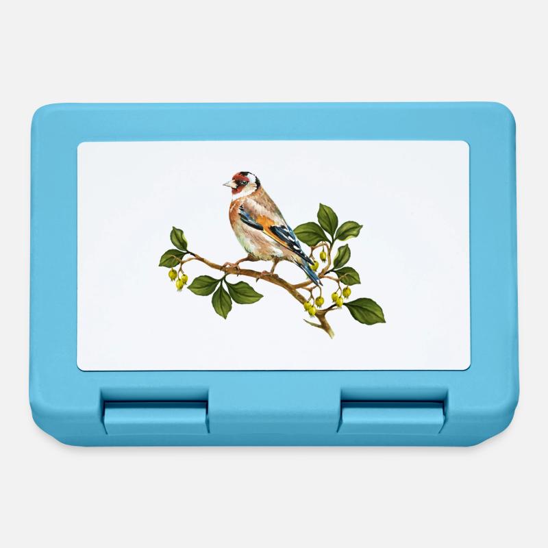 Bunte Vogel - Brotdose - Saphirblau