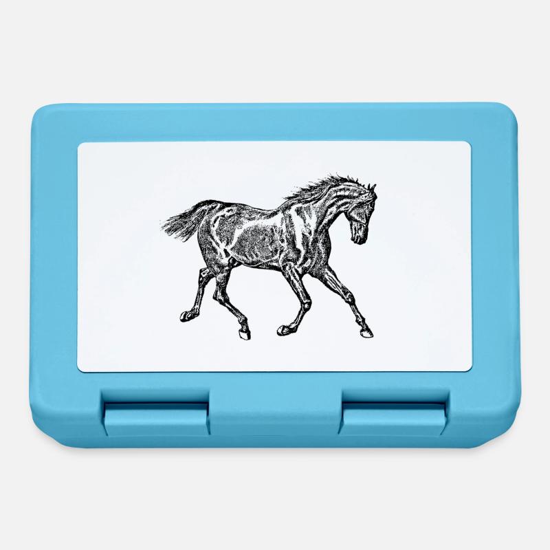 Cheval noir - Boîte à goûter - bleu saphir