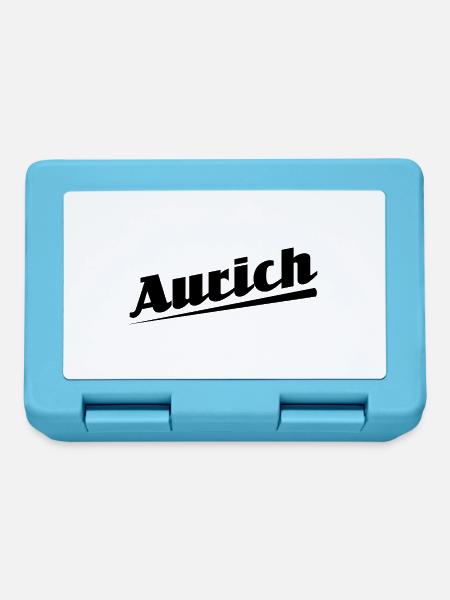 Aurich - Textdesign mit Stadtnamen - Brotdose - Saphirblau