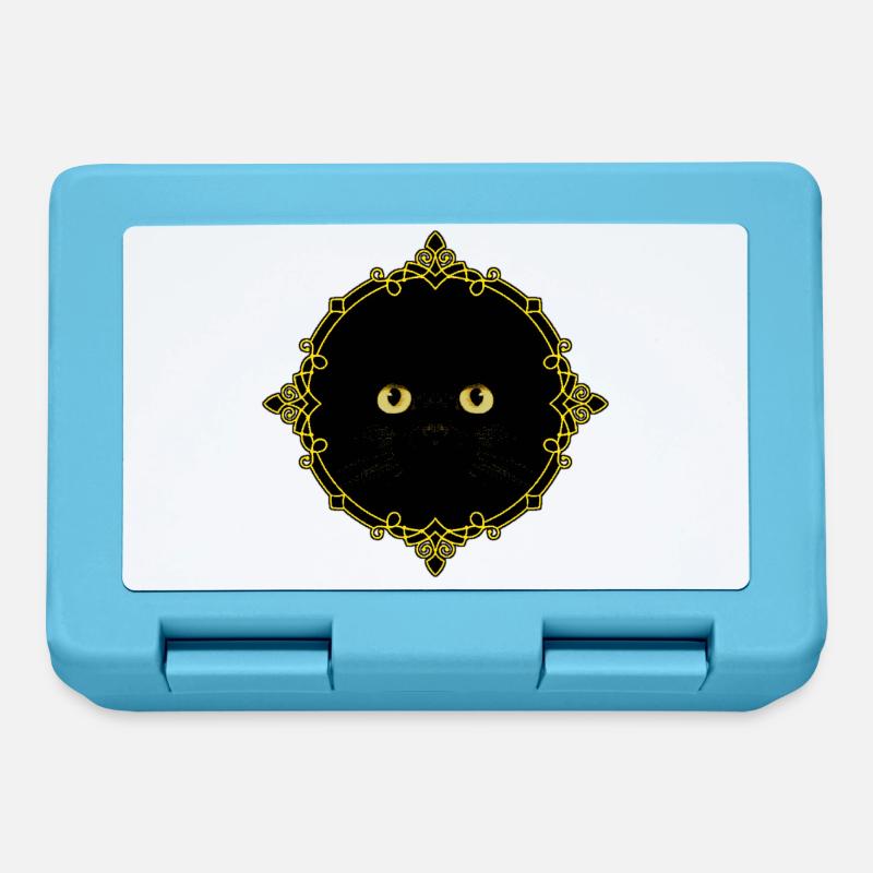 Schwarze Katze Abzeichen - Pixel Art - Brotdose - Saphirblau