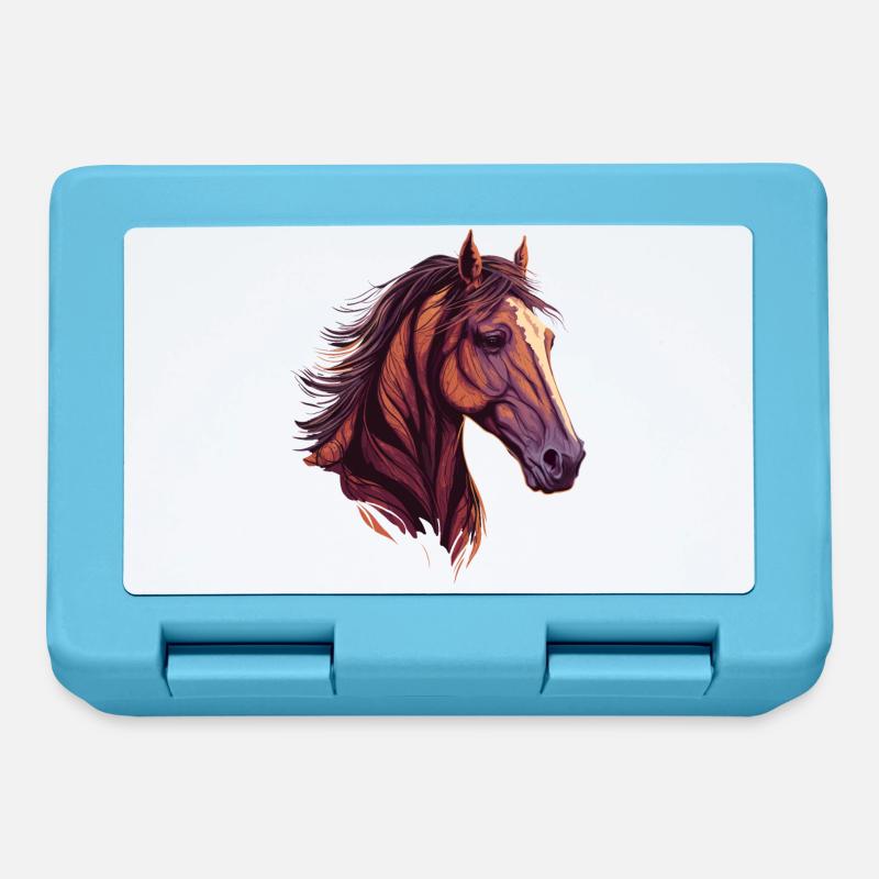 Belle tête de cheval - Boîte à goûter - bleu saphir