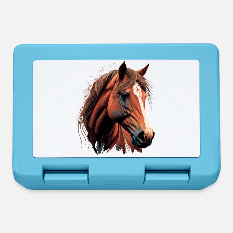 Superbe illustration numérique de tête de cheval - Boîte à goûter - bleu saphir
