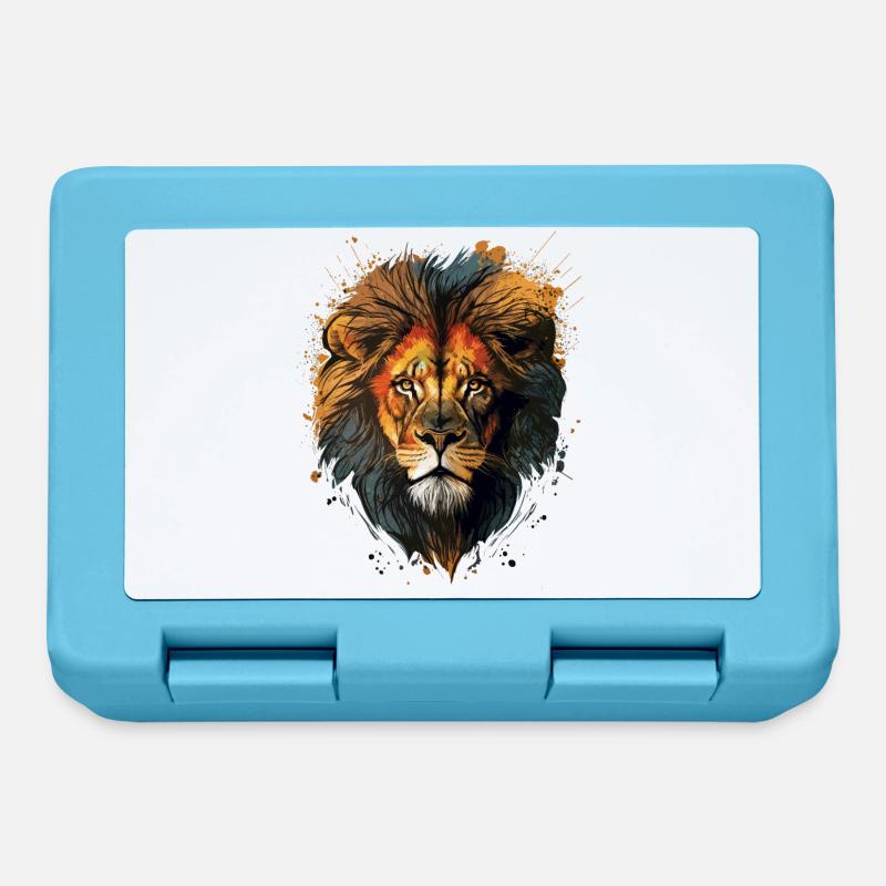 Idée cadeau Lion - Boîte à goûter - bleu saphir
