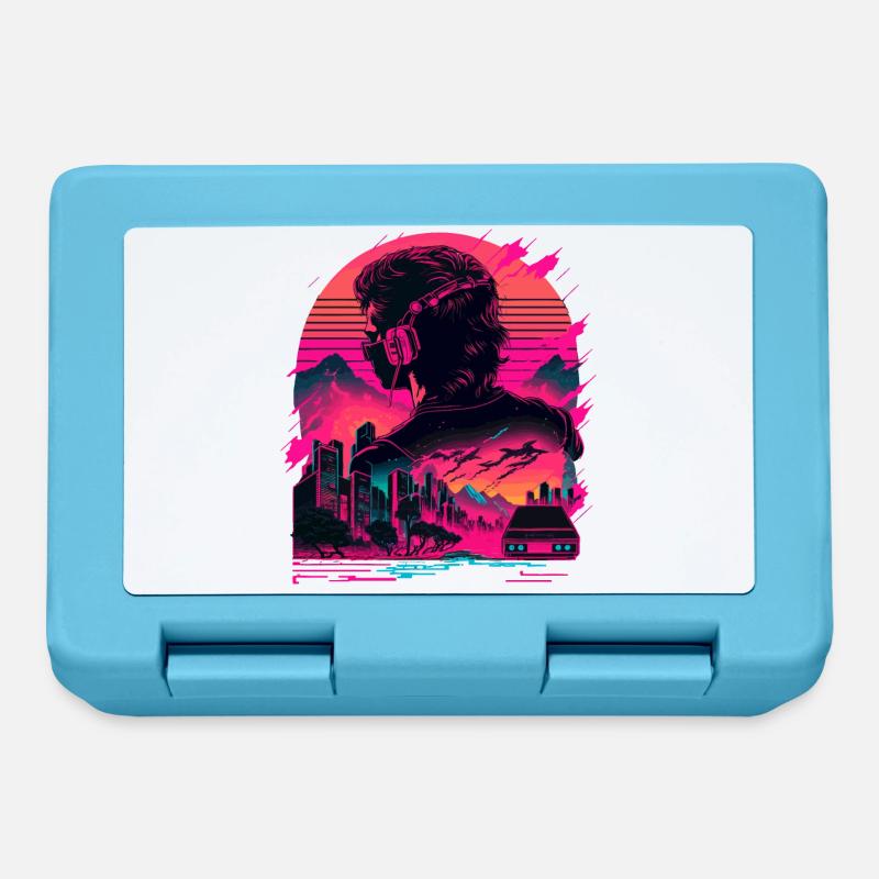 Synthwave-Raum - Brotdose - Saphirblau
