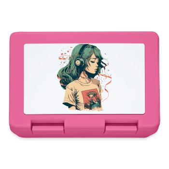 Study Girl hört Musik - Brotdose - Pink - Vorne