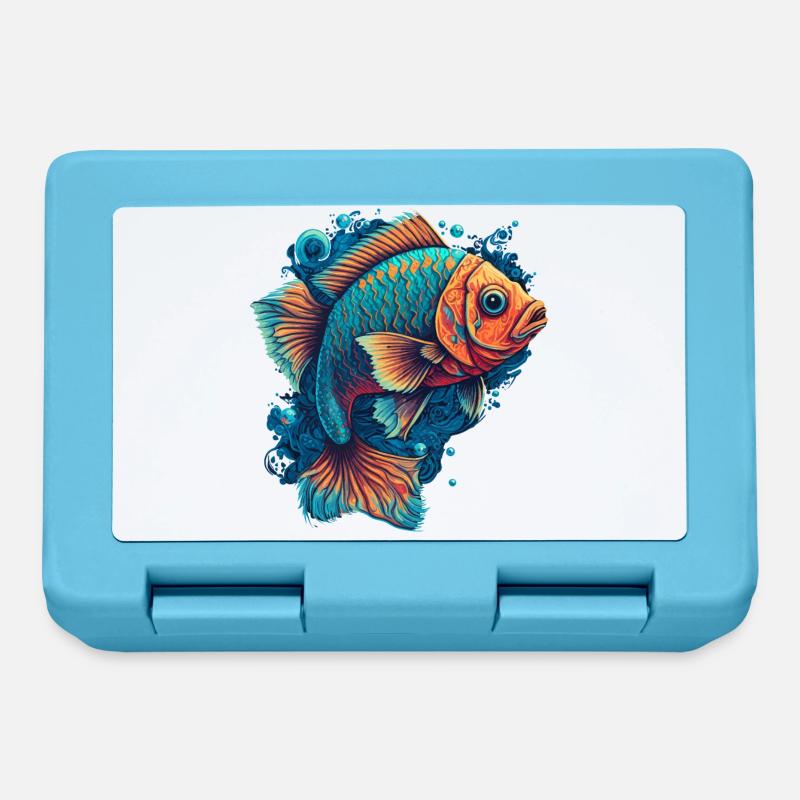 Flat Fish Illustration - Brotdose - Saphirblau