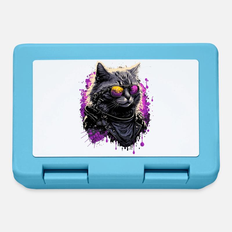 Cool 80s Cat - Lunchbox - sapphire blue