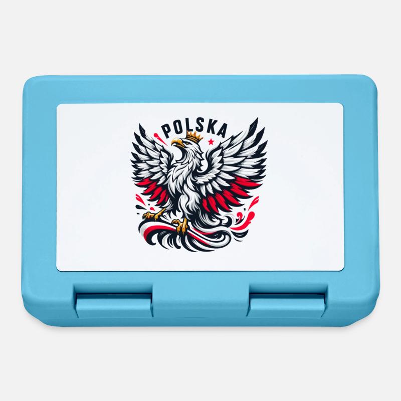 Poland Polska Polish Red White Eagle Crown Gift - Lunchbox - sapphire blue