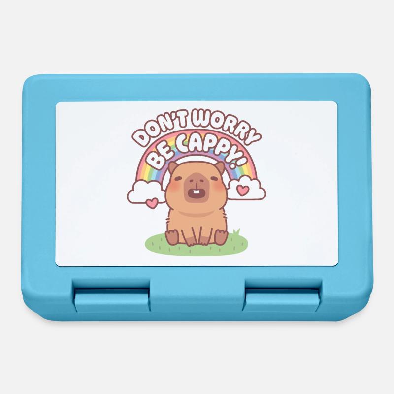 Capybara mignon avec arc-en-ciel Ne vous inquiétez pas, soyez Cappy - Boîte à goûter - bleu saphir