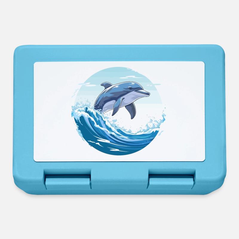 Springender Delfin - Brotdose - Saphirblau