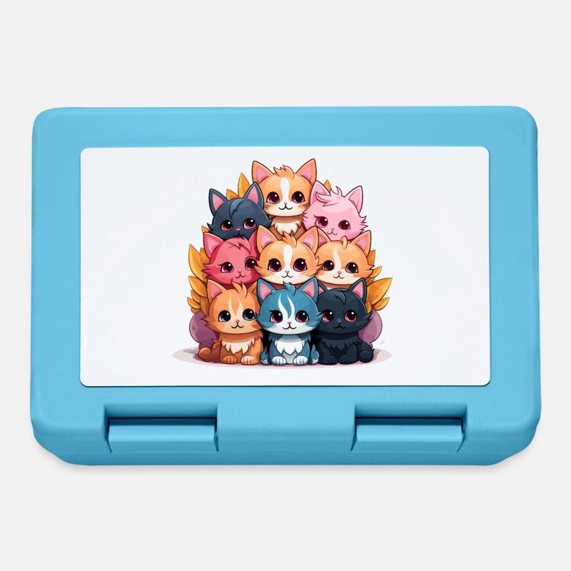 Chat - Style Kawaii - Boîte à goûter - bleu saphir
