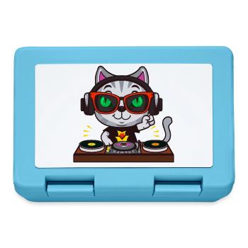 Cat Glasses Turntable DJ Disco Club Nightlife - Lunchbox - sapphire blue - Front