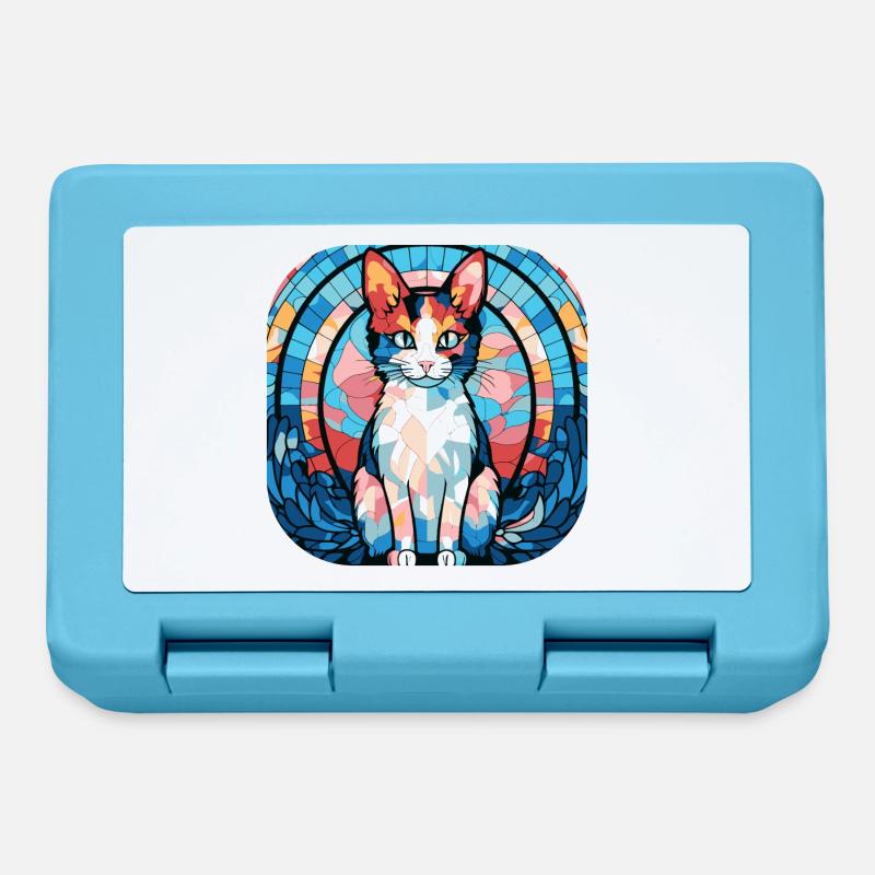 Aquarelle colorée de race de chat japonais Bobtail - Boîte à goûter - bleu saphir
