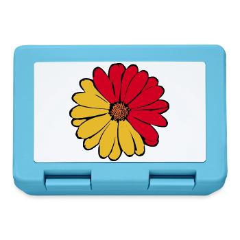 70er Jahre Blume Geschenk  - Brotdose - Saphirblau - Vorne