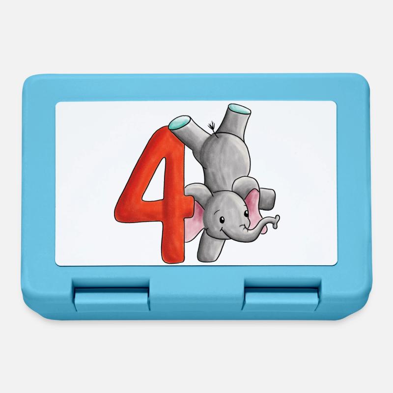 4th Birthday Elephant - Lunchbox - sapphire blue