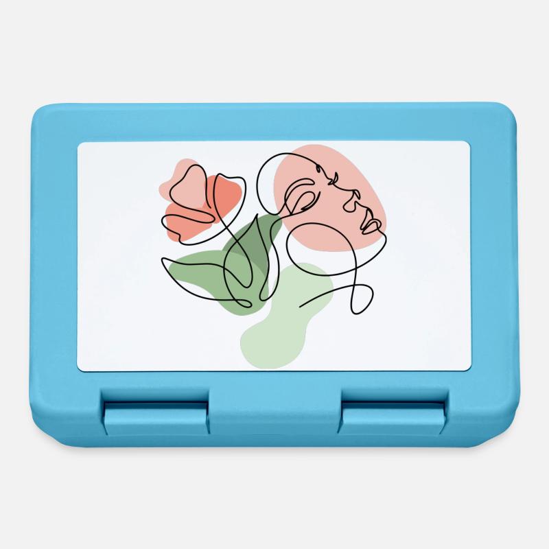 Minimalistisches Blumen-Liniendesign - Brotdose - Saphirblau