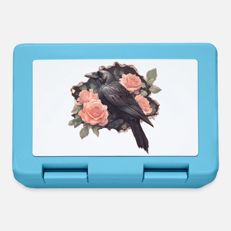 Corbeau aux roses - Boîte à goûter - bleu saphir