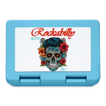 Rockabilly Never Dies – Floral Skull - Brotdose - Saphirblau - Vorne