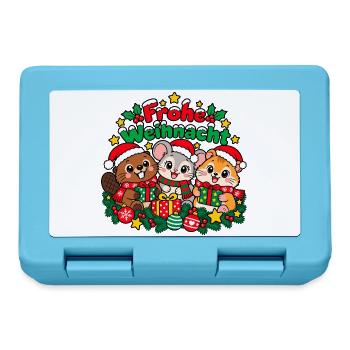 Frohe Weihnachten – Tiertrio - Brotdose - Saphirblau - Vorne