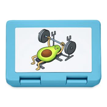 Avocado am Bankdrücke - Cartoon Style - Brotdose - Saphirblau - Vorne