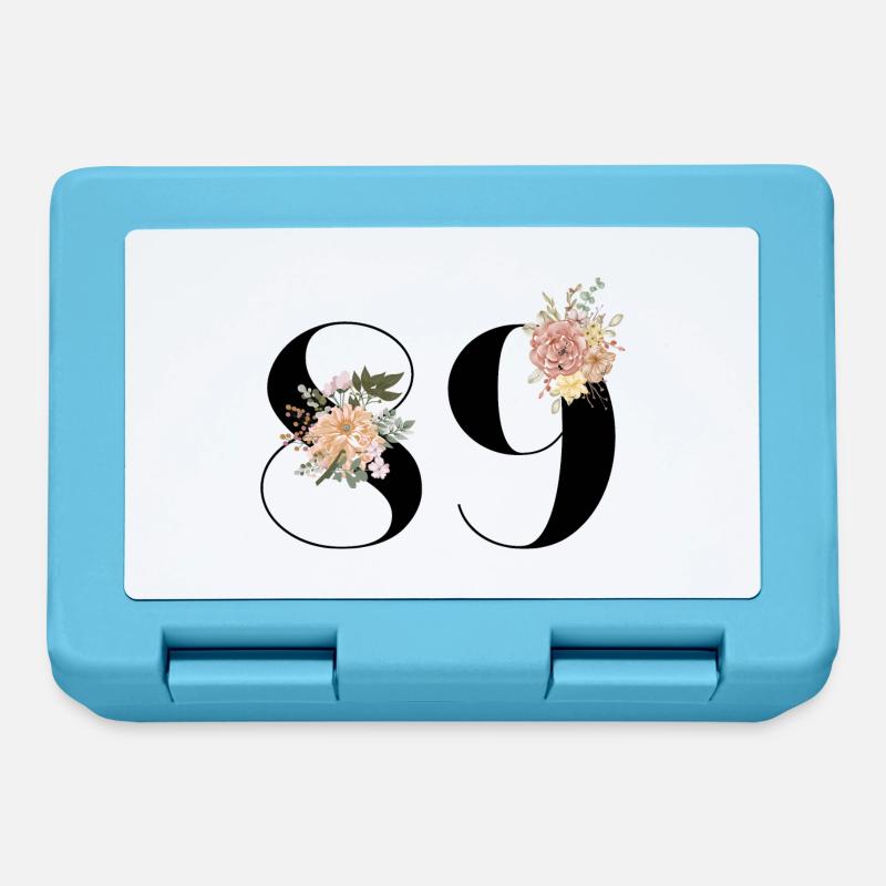 89e anniversaire fleuris (Cadeau de 89 ans) - Boîte à goûter - bleu saphir