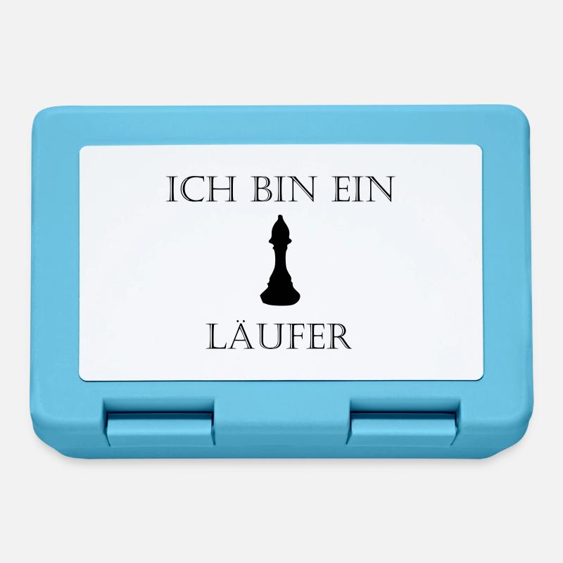 Läufer Schach - Schriftzug mit Bild - Brotdose - Saphirblau